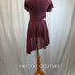 Custom Maroon Flutter Sleeve Lyrical Dress -Rhinestones, Appliques