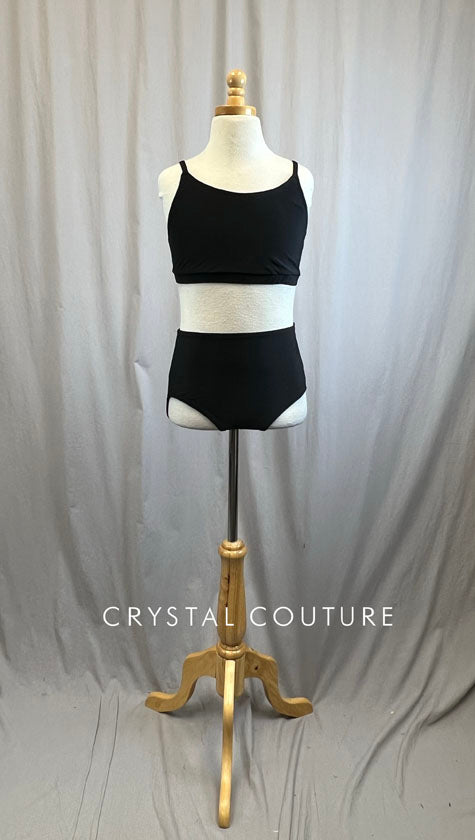 Black Spaghetti Strap Bra Top and Black High Waisted Brief