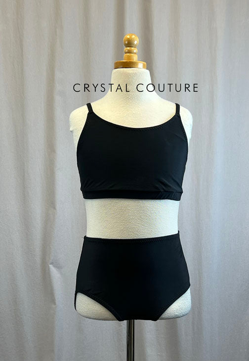 Black Spaghetti Strap Bra Top and Black High Waisted Brief