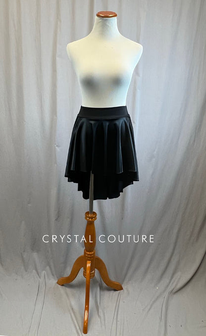 *Brand New* Short Black Satin Asymmetrical Skirt