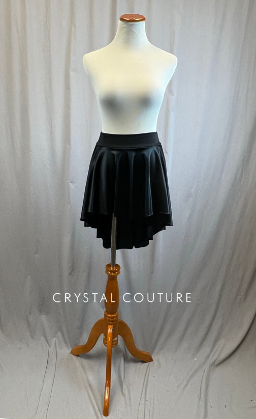 *Brand New* Short Black Satin Asymmetrical Skirt
