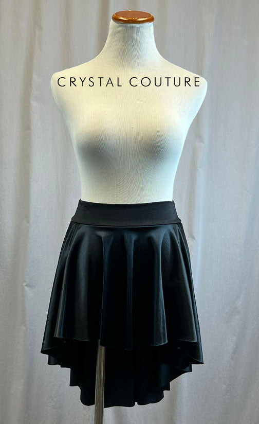 *Brand New* Short Black Satin Asymmetrical Skirt