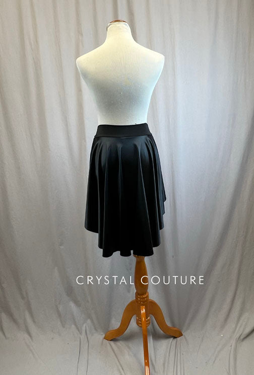 *Brand New* Short Black Satin Asymmetrical Skirt