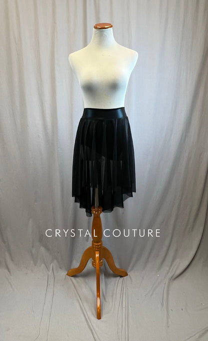 *Brand New* Mid Length Matte Metallic Black Mesh Asymmetrical Skirt