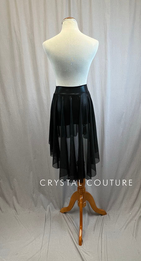 *Brand New* Mid Length Matte Metallic Black Mesh Asymmetrical Skirt