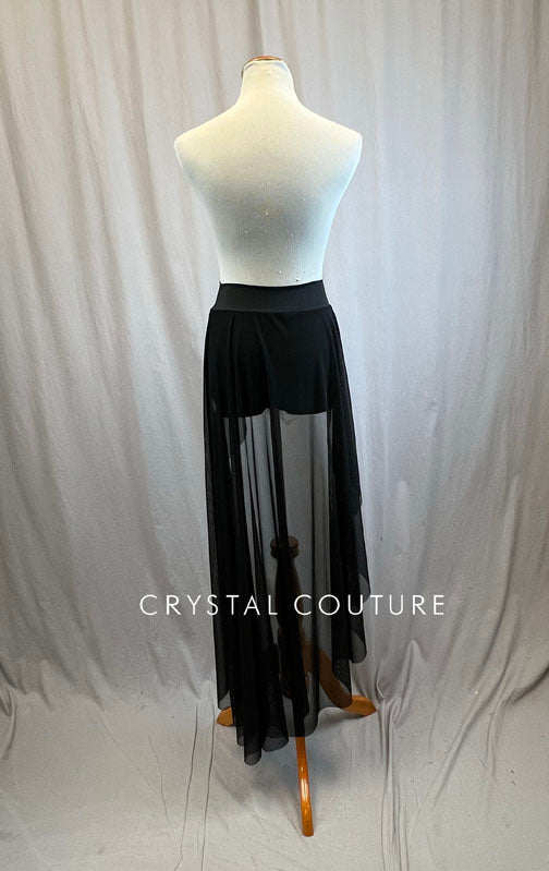 *Brand New* Long Black Mesh High/Low Skirt