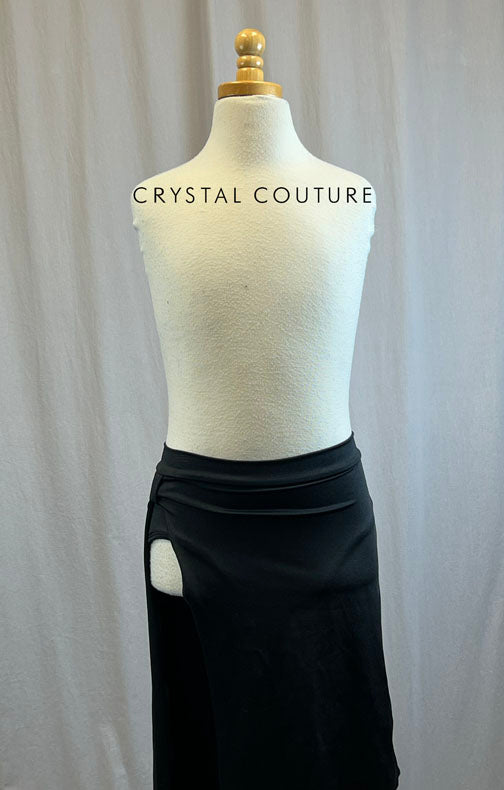 *Brand New* Black Lycra High Slit and Asymmetrical Fitted Skirt