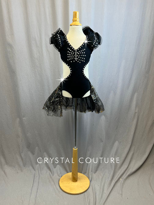 Customized Black, Silver and Gold Spider Princess Dress -Rhinestones and Accessories