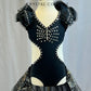 Customized Black, Silver and Gold Spider Princess Dress -Rhinestones and Accessories