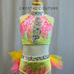 Neon Pink and Yellow Sequin Crop Top and Brief with Tulle Ruffle Skirt Set -Rhinestones and Accessories