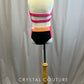 Black, Neon Pink and Neon Orange Color Block Top and Brief set -Rhinestones and Accessories