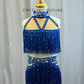 Royal Blue Sequin Fringe Crop Top and Brief Set -Rhinestones