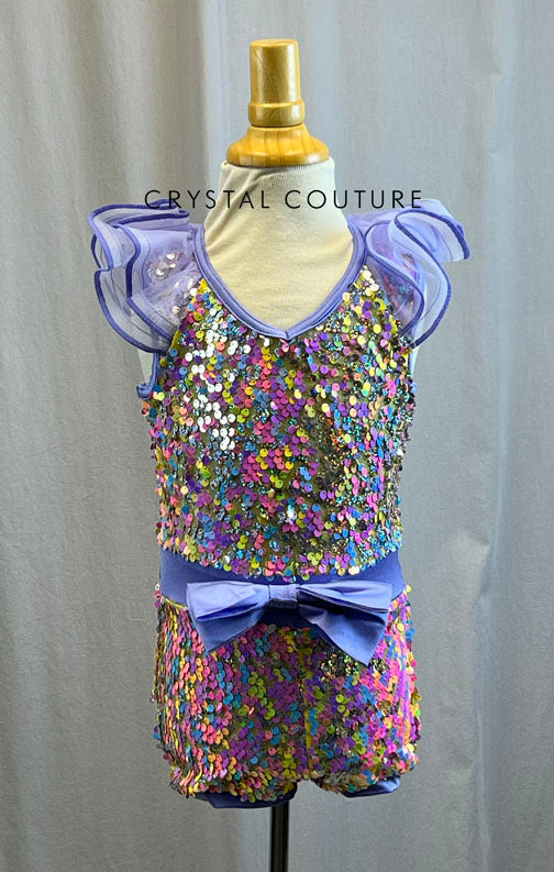 Lilac and Pink AB Zsa Zsa Biketard with Bow -Accessories