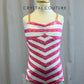 Pink and White Chevron Swimsuit -Rhinestones and Accessories
