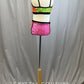 Black/Pink/Orange/Green Zsa Zsa Color Block Strappy Leotard with Cutouts
