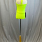 Neon Orange and Yellow Mock Neck Leotard with Black Fringe Accent -Rhinestones