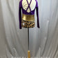 Deep Purple Mock Neck Leotard with Belt and Cheetah Print Bottom -Rhinestones and Accessories