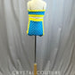 Blue, Yellow, and White Daisy and Polka Dot Two Piece with Ruffled Trunks -Hairpiece