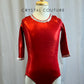Metallic Red 3/4 Length Sleeve leotard -Rhinestones and Hair Piece