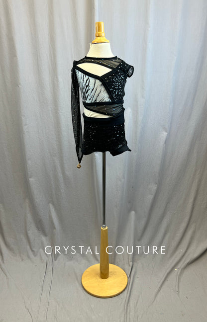 Black And Silver Zsa Zsa Zebra Cut out Biketard -Accessories