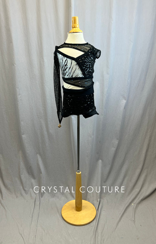 Black And Silver Zsa Zsa Zebra Cut out Biketard -Accessories