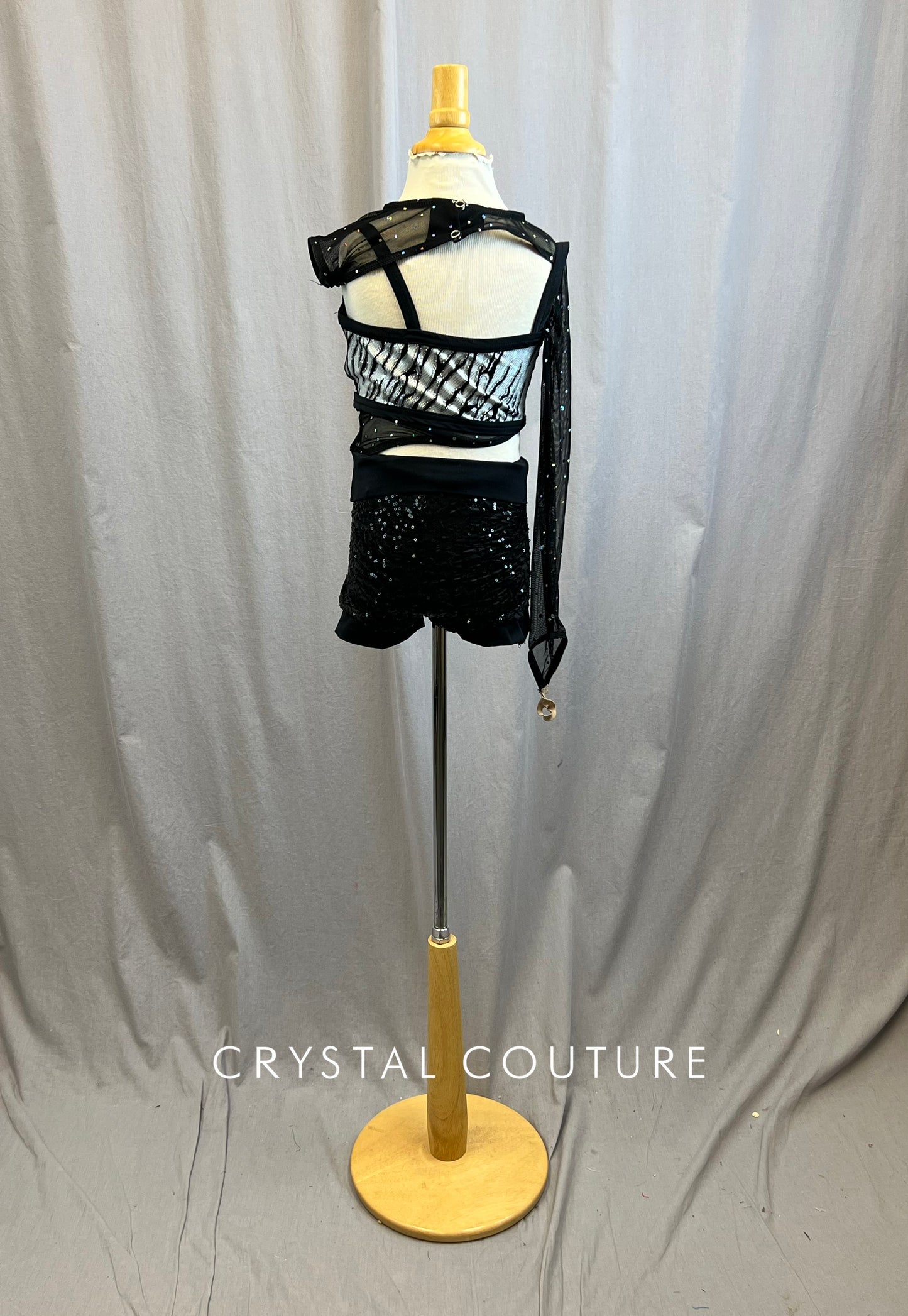 Black And Silver Zsa Zsa Zebra Cut out Biketard -Accessories