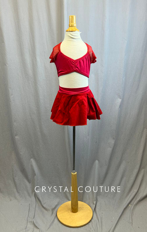 Red Two Piece Skirt Set -Accessories