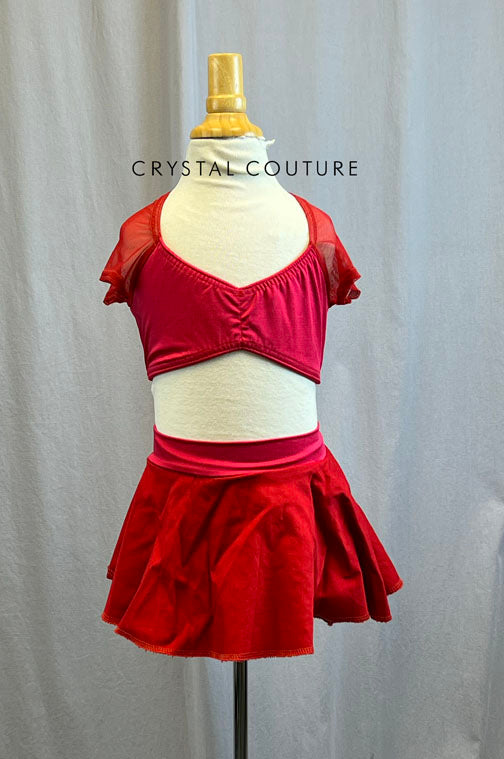 Red Two Piece Skirt Set -Accessories