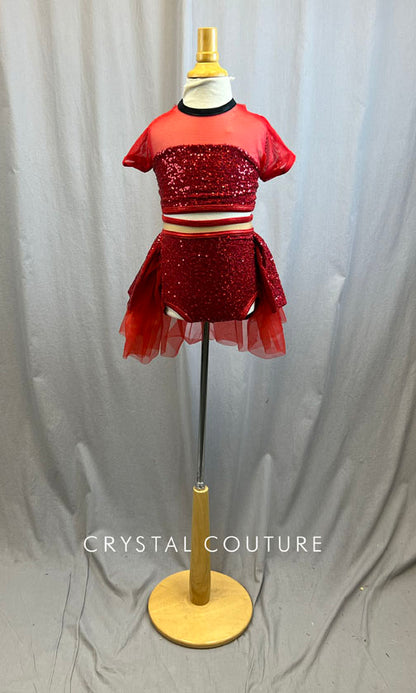 Metallic Red Zsa Zsa Two Piece Skirt Set -Accessories