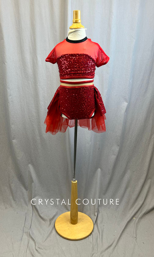 Metallic Red Zsa Zsa Two Piece Skirt Set -Accessories