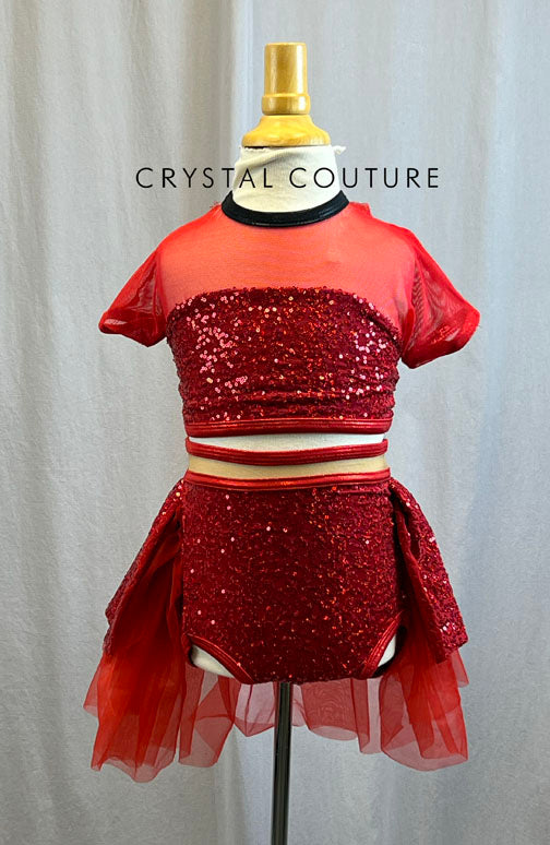 Metallic Red Zsa Zsa Two Piece Skirt Set -Accessories
