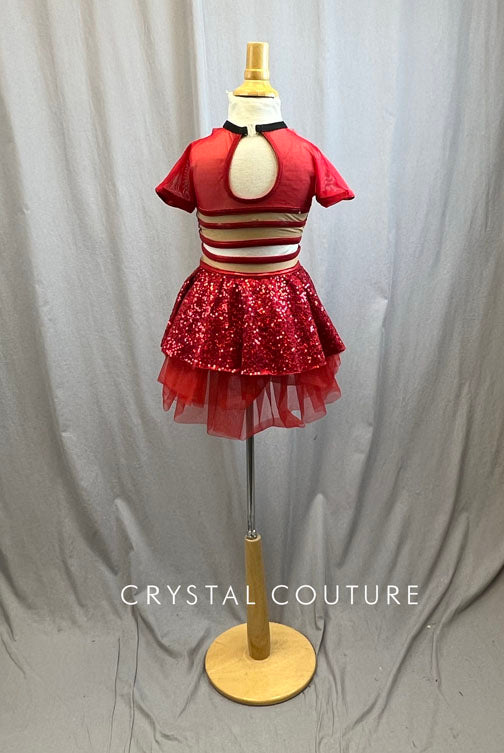 Metallic Red Zsa Zsa Two Piece Skirt Set -Accessories