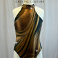 Custom Metallic Copper and Black Striped Leotard -Rhinestones