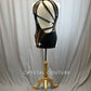 Custom Metallic Copper and Black Striped Leotard -Rhinestones