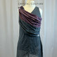 Custom Slate Gray Mesh Overlay Dress with Mauve Mesh and Plum Appliques -Rhinestones and Accessories
