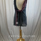 Custom Slate Gray Mesh Overlay Dress with Mauve Mesh and Plum Appliques -Rhinestones and Accessories