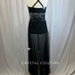 Black Lace Corset Style Top with Mesh Pants Set -Rhinestones