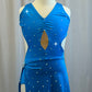 Deep Turquoise Sweetheart Fitted Asymmetrical Dress with High Slit -Rhinestones