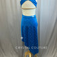 Deep Turquoise Sweetheart Fitted Asymmetrical Dress with High Slit -Rhinestones