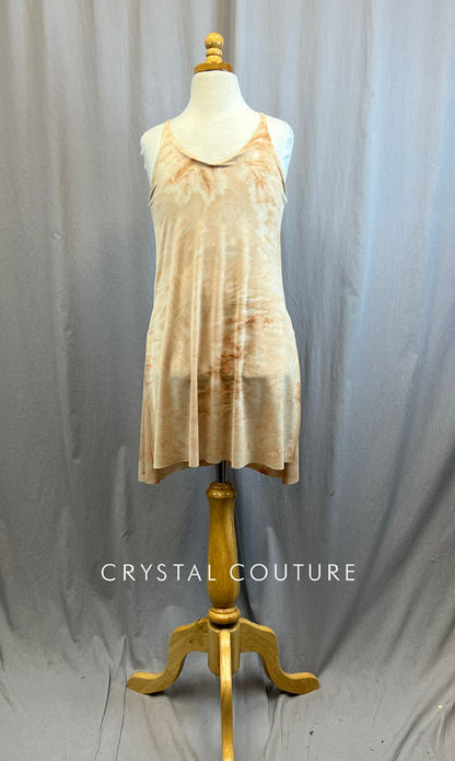 *Brand New* Marbled Cream and Tan High Slits Dress