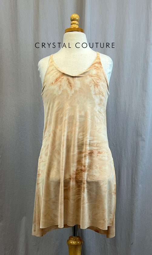 *Brand New* Marbled Cream and Tan High Slits Dress