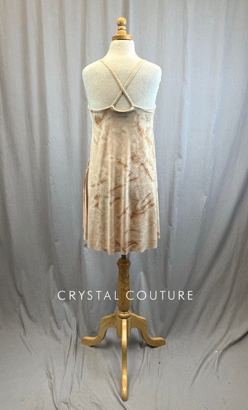 *Brand New* Marbled Cream and Tan High Slits Dress