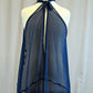 *Brand New* Navy Blue Fishnet Halter Tie Asymmetrical Dress