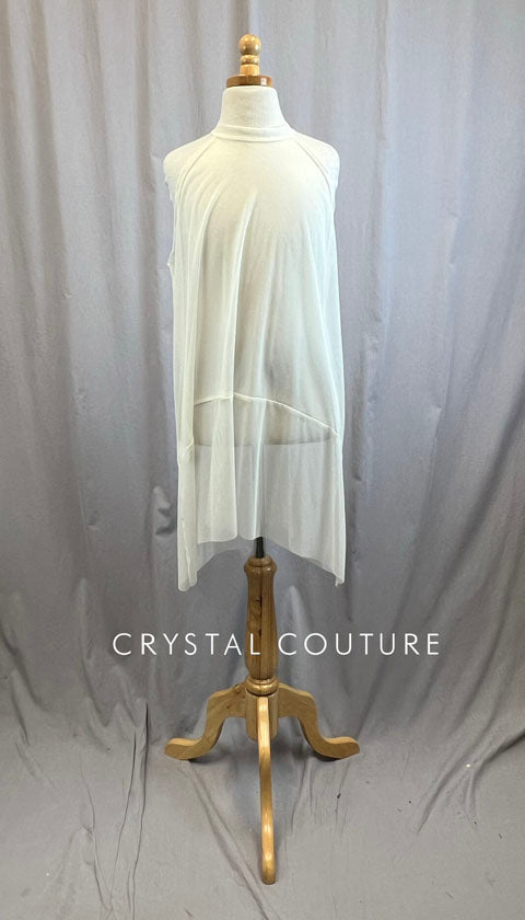 *Brand New* Ivory Mesh Halter Tie Asymmetrical Dress