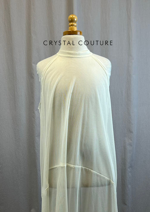 *Brand New* Ivory Mesh Halter Tie Asymmetrical Dress