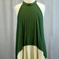*Brand New* Olive Green and Beige Color Block Asymmetrical Dress