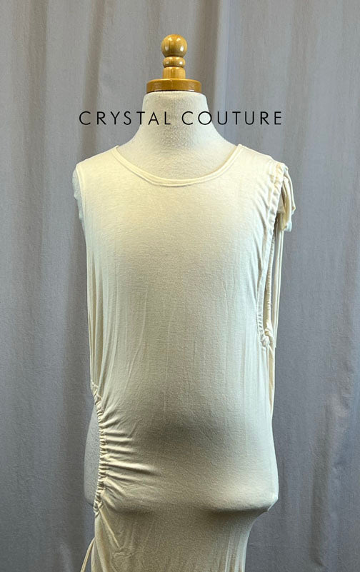 *Brand New* Beige Ruched Cut Out Tie Dress