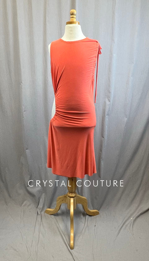 *Brand New* Tangerine Ruched Cut Out Tie Dress