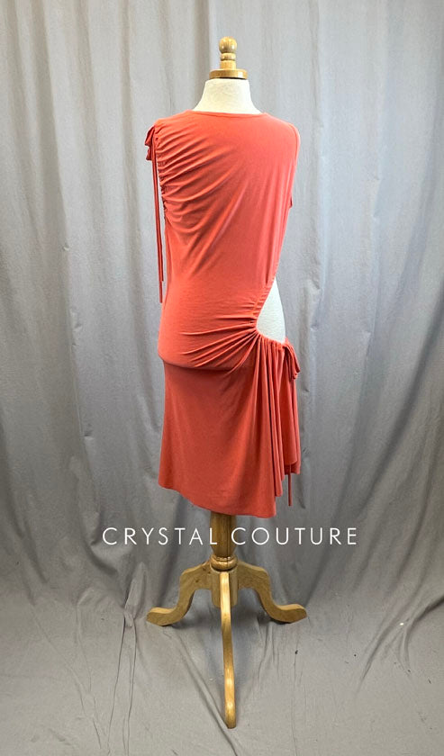 *Brand New* Tangerine Ruched Cut Out Tie Dress