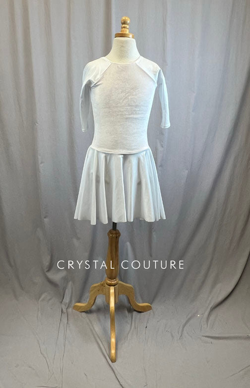 *Brand New* White Velvet 3/4 Length Sleeve Skating Dress